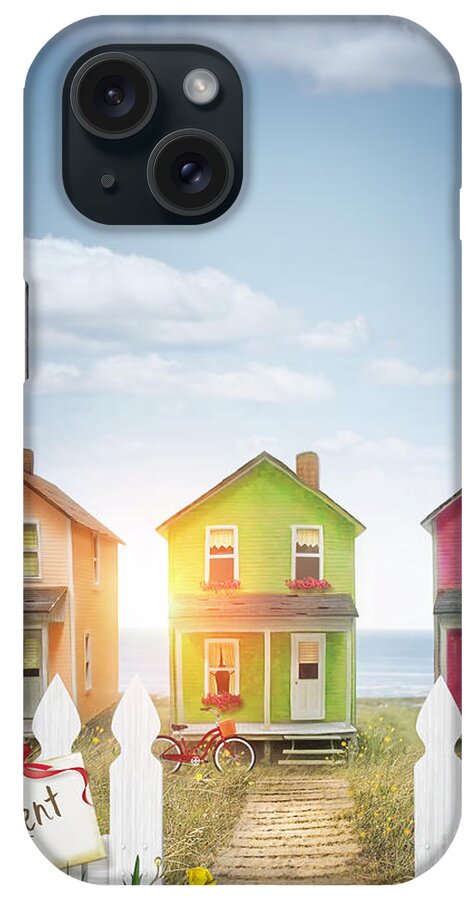 Atmosphere iPhone Case featuring the photograph Summer beach huts by the seashore by Sandra Cunningham