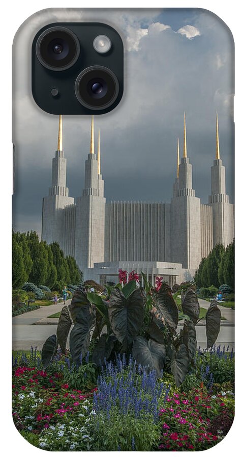 Architecture iPhone Case featuring the photograph Summer day at the LDS by Brian Green