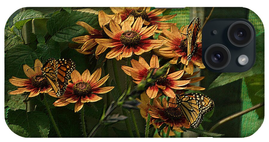 Butterfly iPhone Case featuring the photograph Summer Floral With Monarch Butterflies PA 01 by Thomas Woolworth