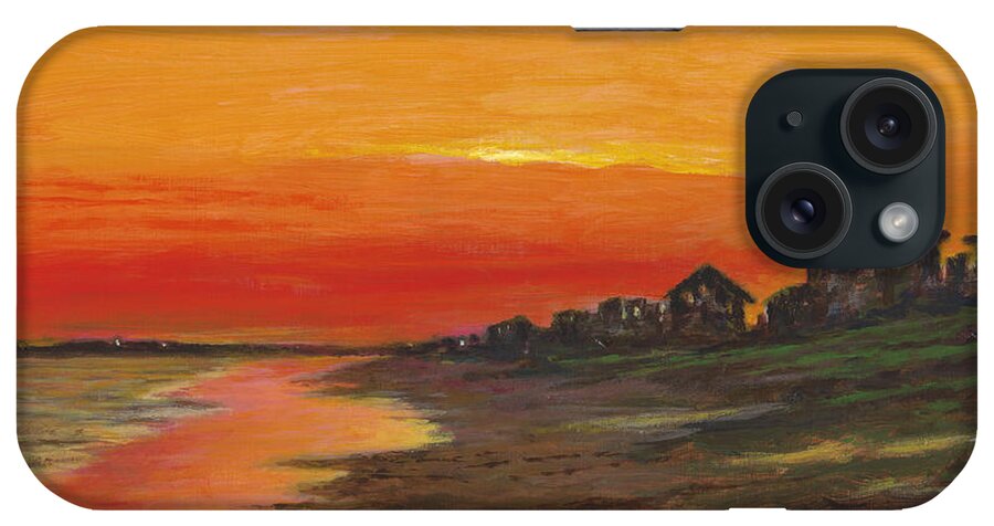 Crystal Beach iPhone Case featuring the painting Summer Sunset at Crystal Beach by Randy Welborn