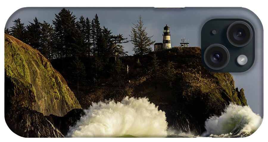 Cape Disappointment iPhone Case featuring the photograph Sun and Surf With Lighthouse by Robert Potts