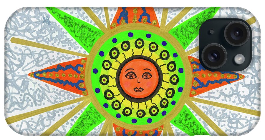 Original Drawing/painting iPhone Case featuring the drawing Sun Goddess by Susan Schanerman