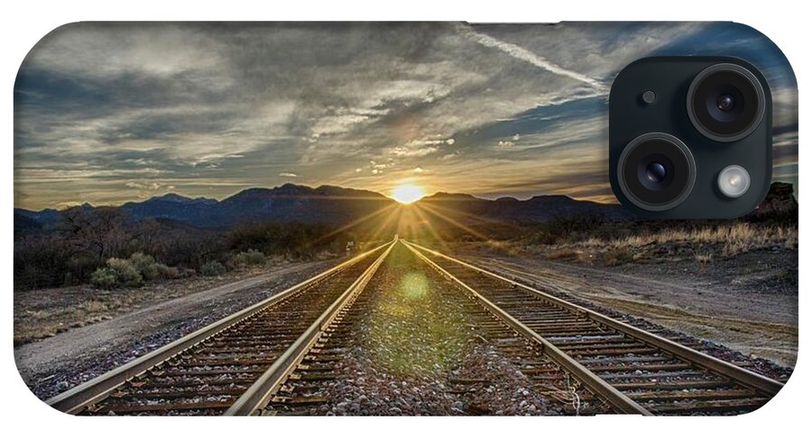 Sun iPhone Case featuring the photograph Sun sets at the end of the line by Gaelyn Olmsted