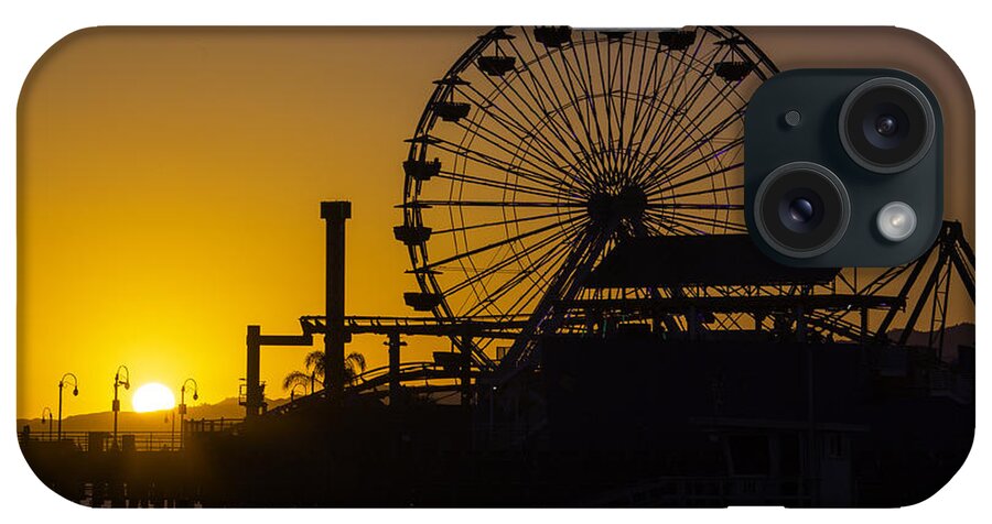 Ferris Wheel iPhone Case featuring the photograph Sun Setting Beyond Ferris Wheel by Garry Gay