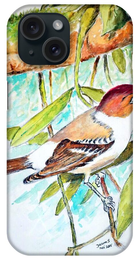 Animals iPhone Case featuring the painting Sunda Flycatcher- Warbler by Jason Sentuf