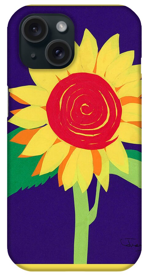 Sunflower iPhone Case featuring the mixed media Sunflower by Fran Henig