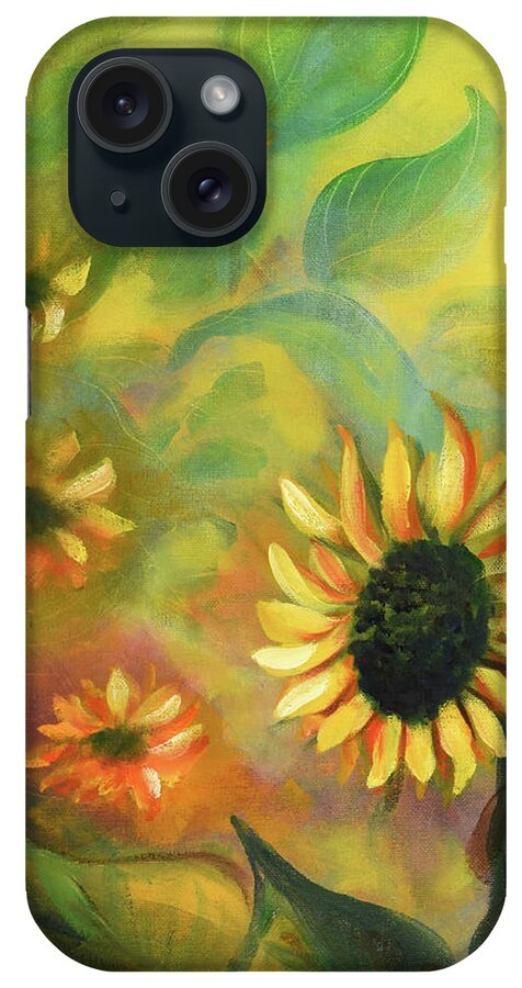 Flower iPhone Case featuring the painting Sunflowers 35, Vertical Painting by Gina De Gorna