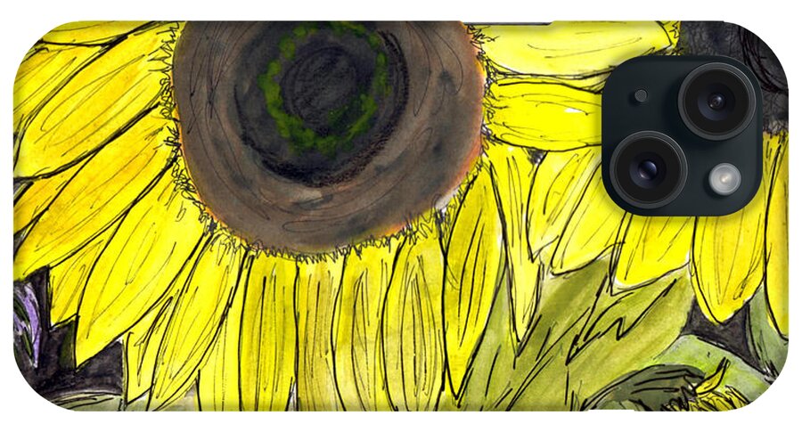 Flowers iPhone Case featuring the painting Sunflowers by Lou Belcher