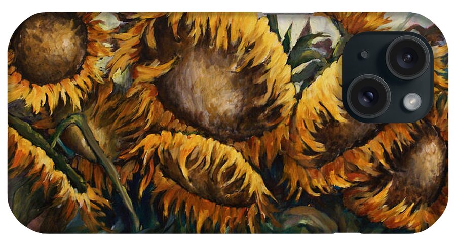 Flowers iPhone Case featuring the painting Sunflowers by Michael Lang