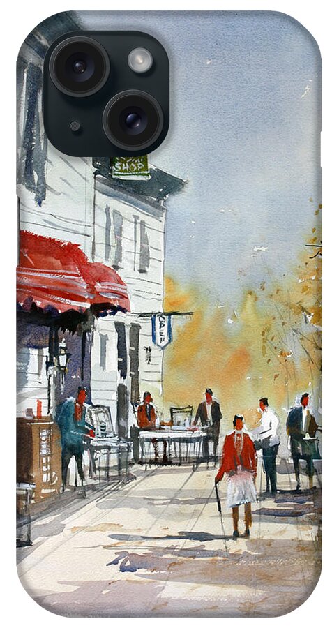 Ryan Radke iPhone Case featuring the painting Sunlit Sidewalk - Neshkoro by Ryan Radke