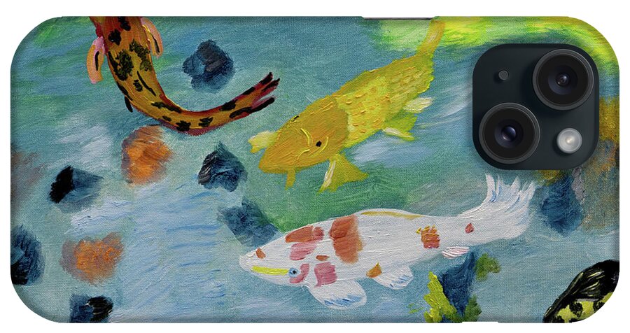 Koi Fish iPhone Case featuring the painting Sunny Koi Fish by Meryl Goudey