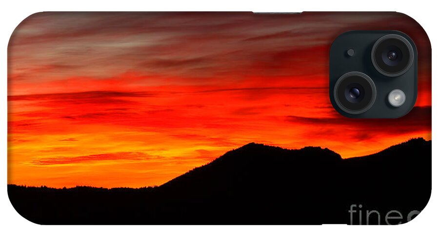 Sunrise iPhone Case featuring the photograph Sunrise Against Mountain Skyline by Max Allen
