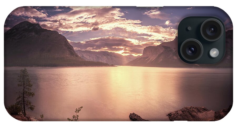 America iPhone Case featuring the photograph Sunrise at Lake Minnewanka by William Lee