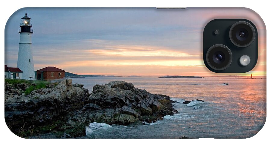Sunrise iPhone Case featuring the photograph Sunrise at Portland Head Lighthouse by Alana Ranney