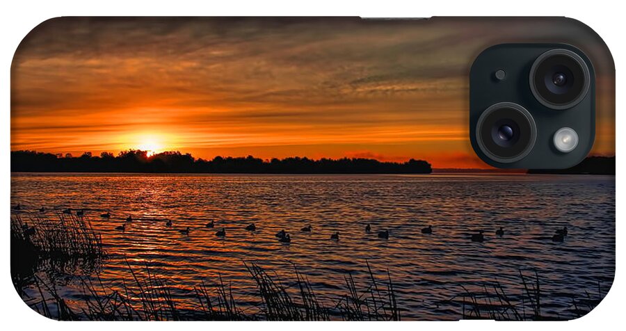 Hunt iPhone Case featuring the photograph Sunrise Diver Duck Hunt by Dale Kauzlaric