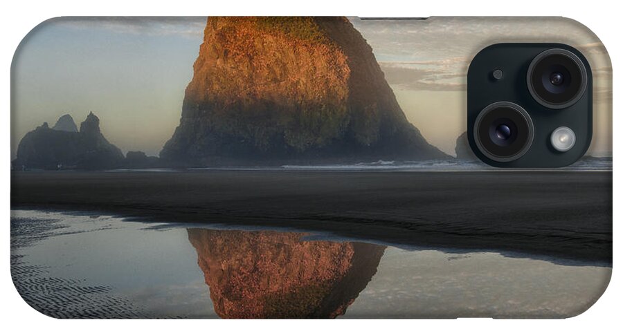 Waterscapes iPhone Case featuring the photograph Sunrise on Haystack Rock - Oregon by Sandra Bronstein