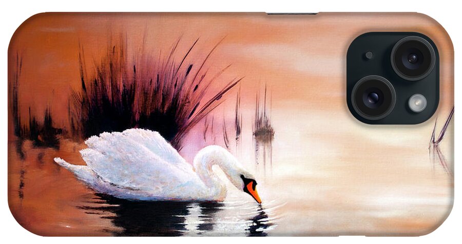 Landscape iPhone Case featuring the painting Sunrise on Swan Lake by Michael Rock
