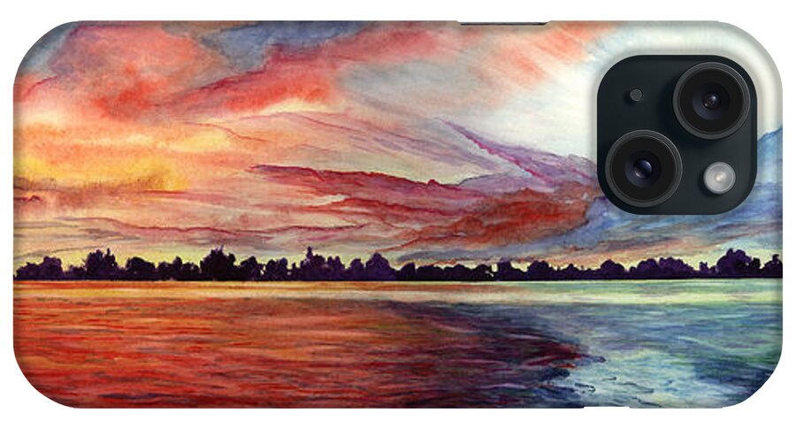 Sunrise iPhone Case featuring the painting Sunrise Over Indian Lake by Nancy Cupp