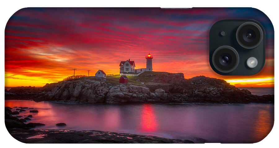 Sunrise iPhone Case featuring the photograph Sunrise over Nubble Light by Darren White