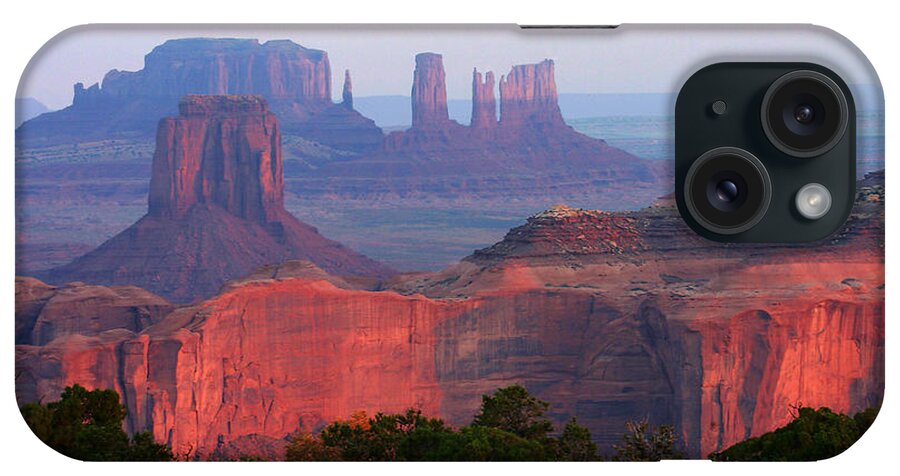 Monument Valley iPhone Case featuring the photograph Sunrise Telephoto from Hunt's Mesa by Dan Norris