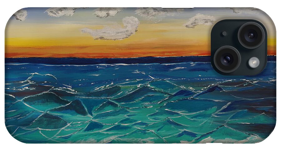 Landscape iPhone Case featuring the painting Sunset and Waves by Jimmy Clark