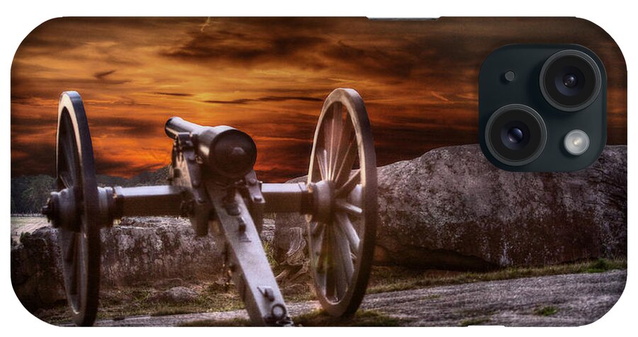 Artillery iPhone Case featuring the digital art Sunset at Gettysburg by Randy Steele