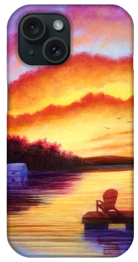 Sunset iPhone Case featuring the painting Sunset at Killarney by Sarah Irland