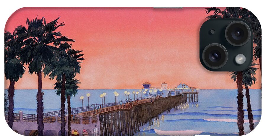 Sunset iPhone Case featuring the photograph Sunset at Oceanside Pier by Mary Helmreich