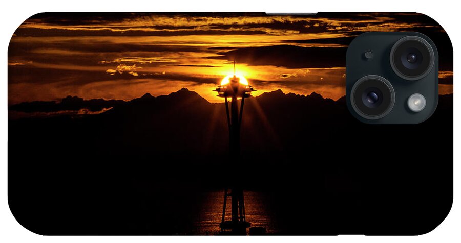 Seattle iPhone Case featuring the photograph Sunset behind the Space Needle by Matt McDonald