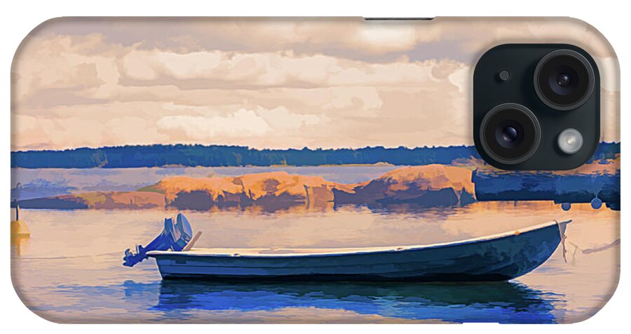Boats iPhone Case featuring the photograph Sunset Blues Painting by Debra and Dave Vanderlaan