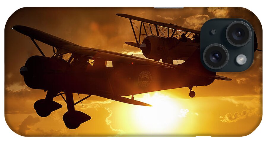 450 Stearman iPhone Case featuring the photograph Sunset Flight by Jay Beckman