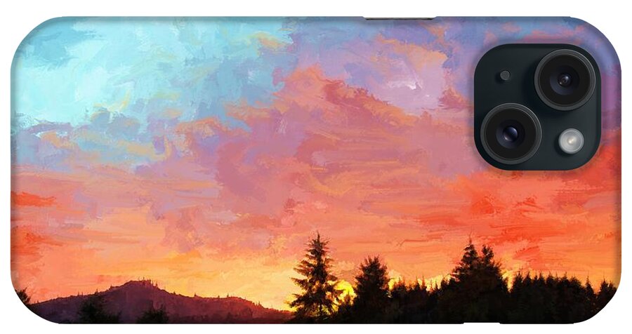 Beautiful iPhone Case featuring the digital art Sunset in Oregon by Debra Baldwin