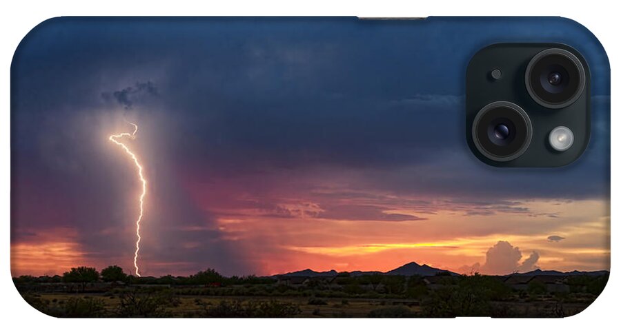 Sunset iPhone Case featuring the photograph Sunset Lightning by Saija Lehtonen