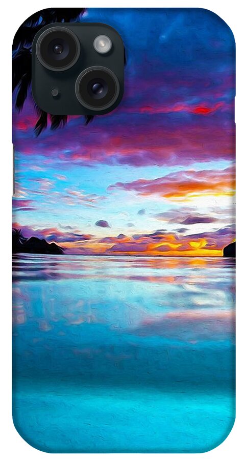 Sunset Colors iPhone Case featuring the painting Sunset Never Ends - 03 by AM FineArtPrints