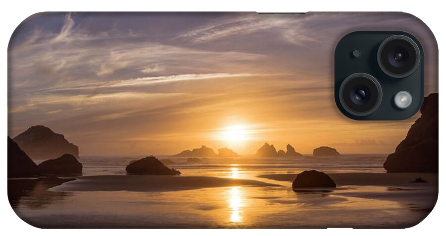 Landscapes iPhone Case featuring the photograph Sunset on Bandon Beach by Steven Clark
