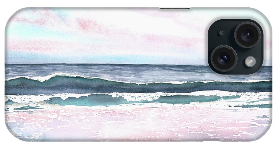 Sunset iPhone Case featuring the painting Sunset on the Beach by Hilda Wagner
