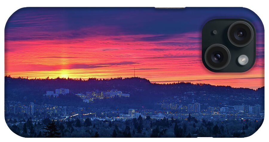 Sunset iPhone Case featuring the photograph Sunset over Marquam HIll by David Gn