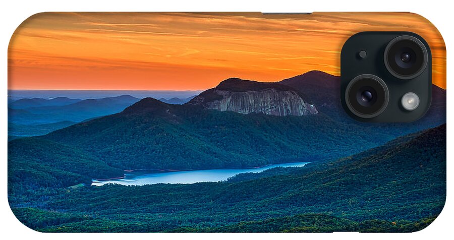 Table Rock iPhone Case featuring the photograph Sunset over Table Rock from Caesars Head State Park South Carolina by T Lowry Wilson