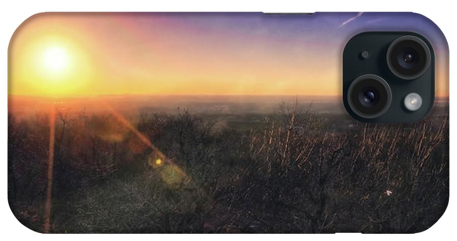 Silhouette iPhone Case featuring the photograph Sunset over Wisconsin Treetops at Lapham Peak by Jennifer Rondinelli Reilly - Fine Art Photography