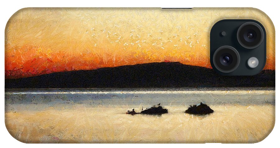 Art iPhone Case featuring the painting Sunset Seascape by Dimitar Hristov