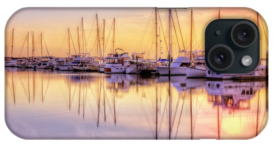 Boats iPhone Case featuring the photograph Sunset Skies at the Harbor by Debra and Dave Vanderlaan
