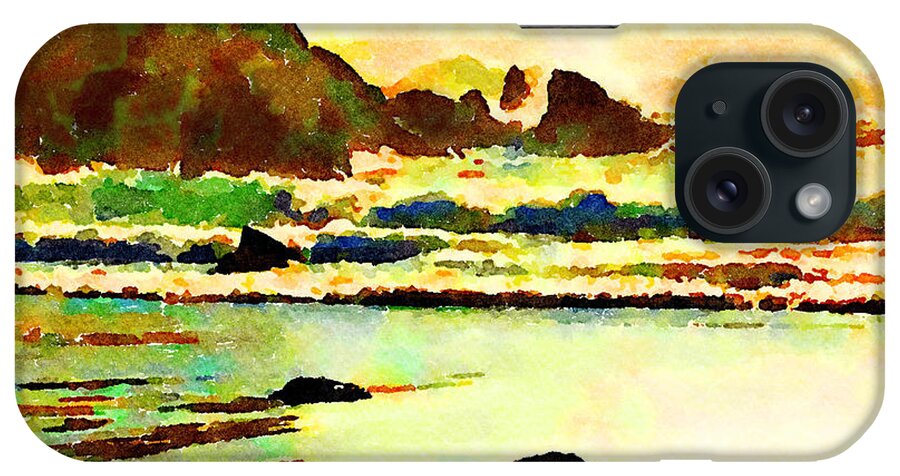 Sunset iPhone Case featuring the painting Sunset Surf by Angela Treat Lyon
