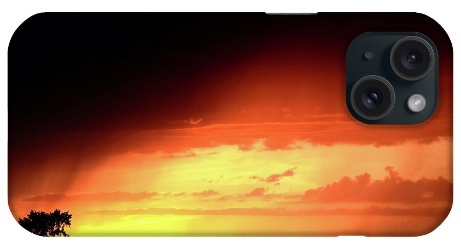 Sunset iPhone Case featuring the digital art Sunset with rain in scenic Saskatchewan by Mark Duffy