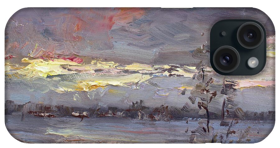 Sunset iPhone Case featuring the painting Sunset by Ylli Haruni