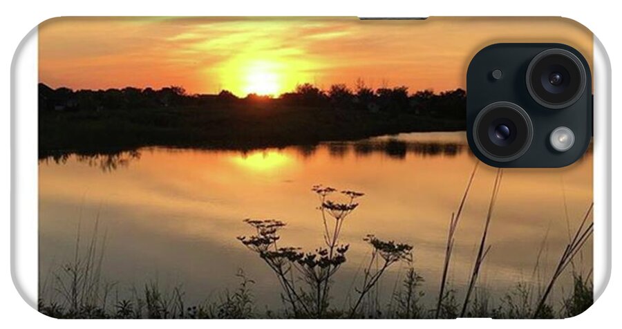 Sun iPhone Case featuring the photograph Amber Sunset by the Lake by Phunny Phace