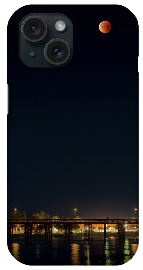 Super Moon iPhone Case featuring the photograph Super Blood Moon Over Ventura, California Pier by John A Rodriguez