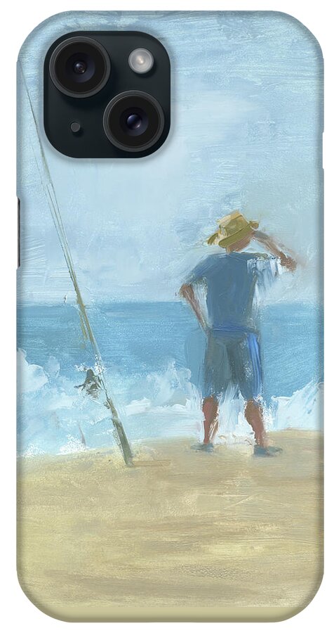 Surf Fishing iPhone Case featuring the painting Surf Fishing by Chris N Rohrbach
