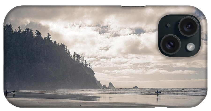 Oregon iPhone Case featuring the photograph Surfers on a Misty Beach by Diana Powell