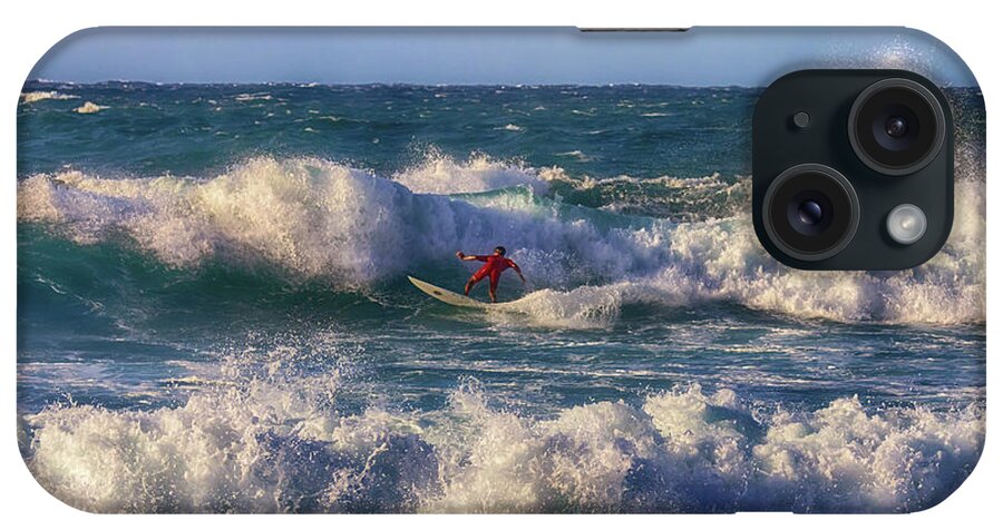 Surfing iPhone Case featuring the photograph Surfing the Angry Sea by Susan Rissi Tregoning
