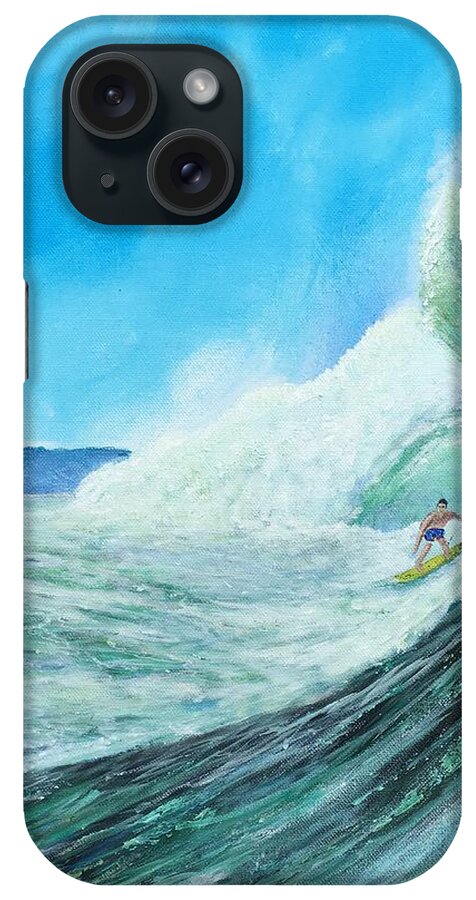 Surfer iPhone Case featuring the painting Surfing by Tony Rodriguez